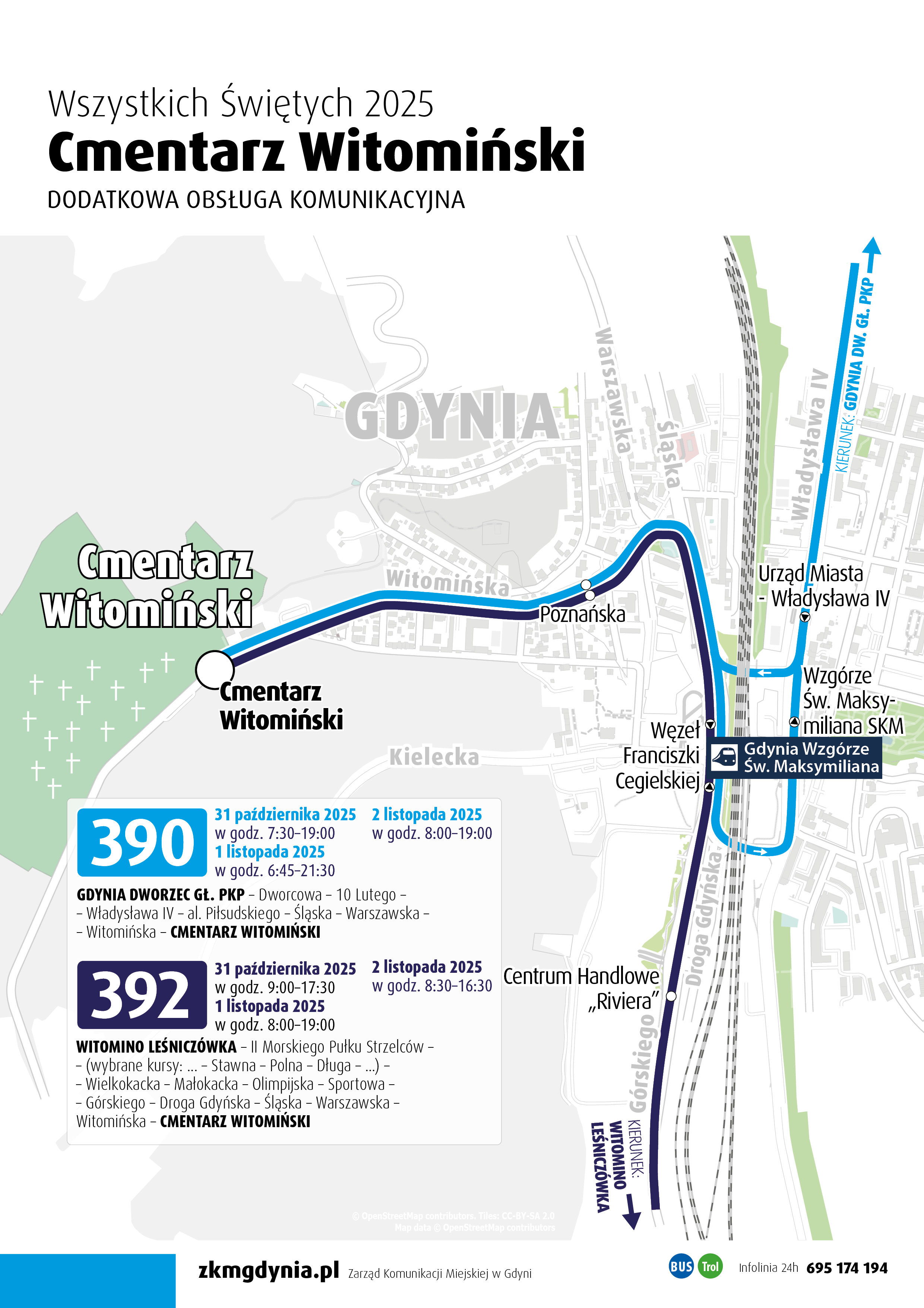 Wszystkich Świętych 2025 r. - dojazd do Cm. Witomińskiego